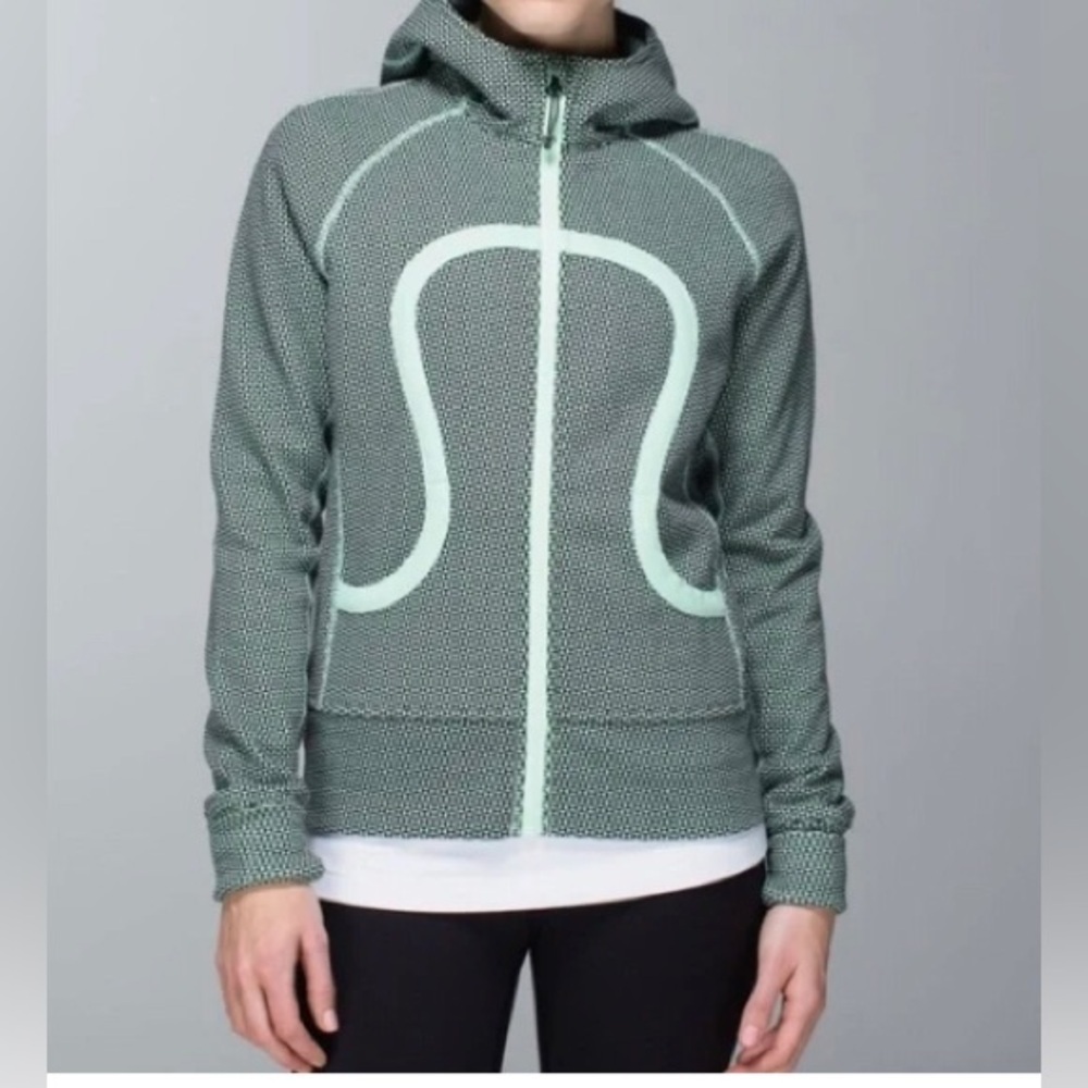 Lululemon Scuba Hoodie Stretch lined hood double diamond fresh teal size 4